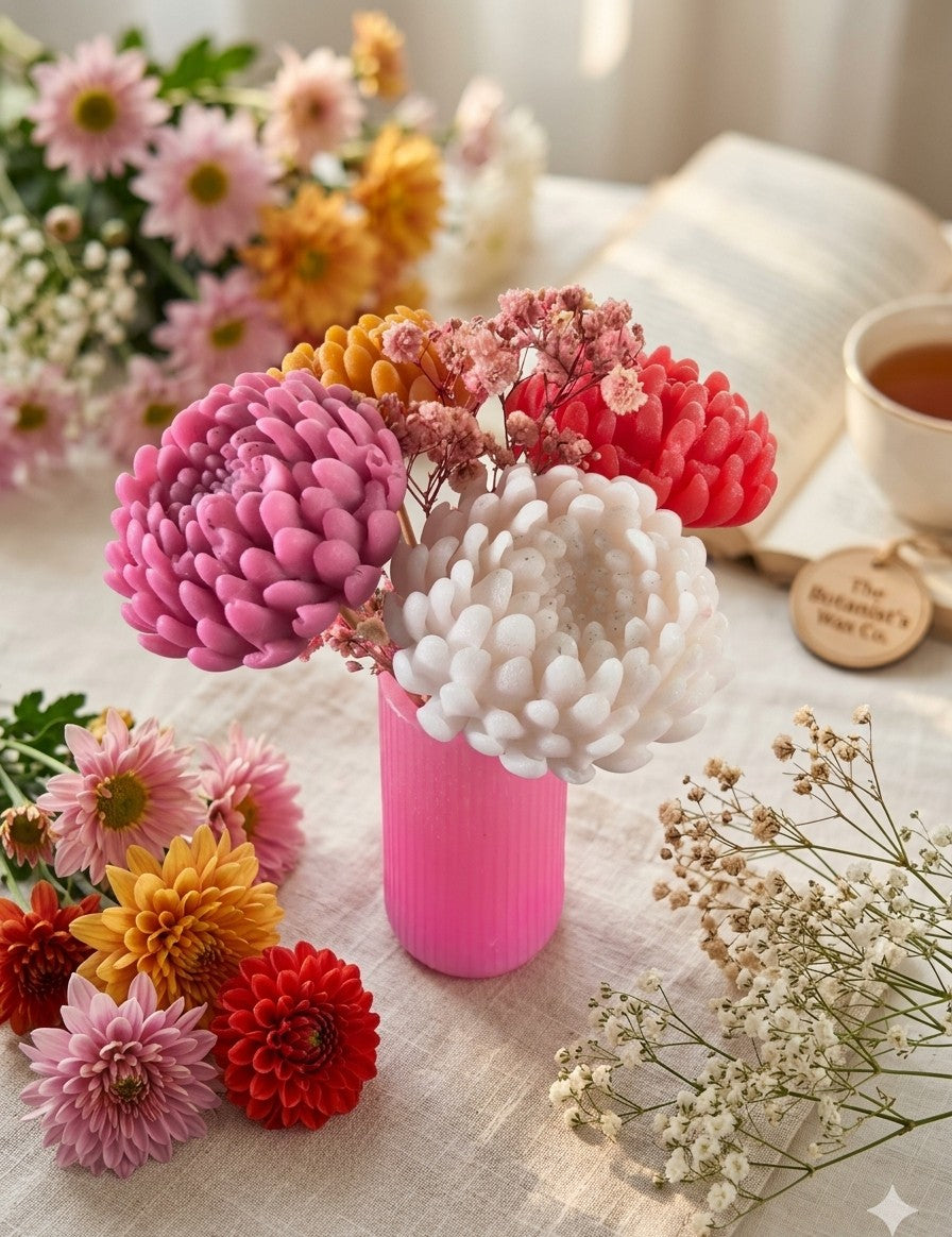 🌸 Botanical Bloom Candle Bouquet – Handcrafted Florals