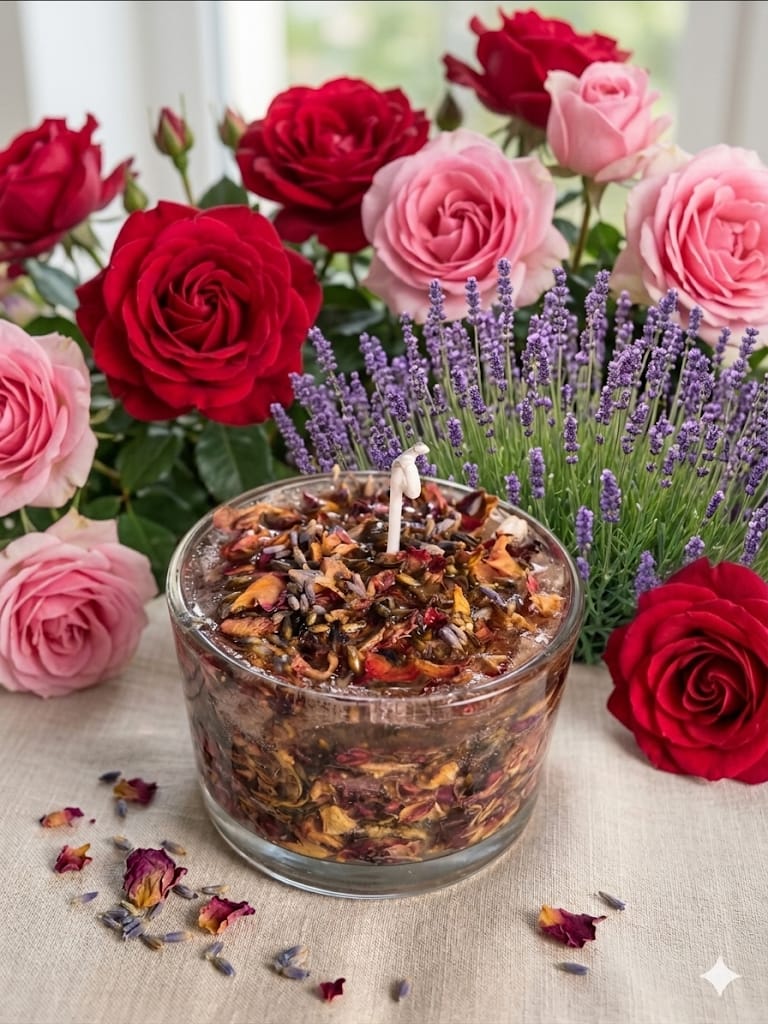 🌹 Rose & Lavender Fragrance Candle Jar