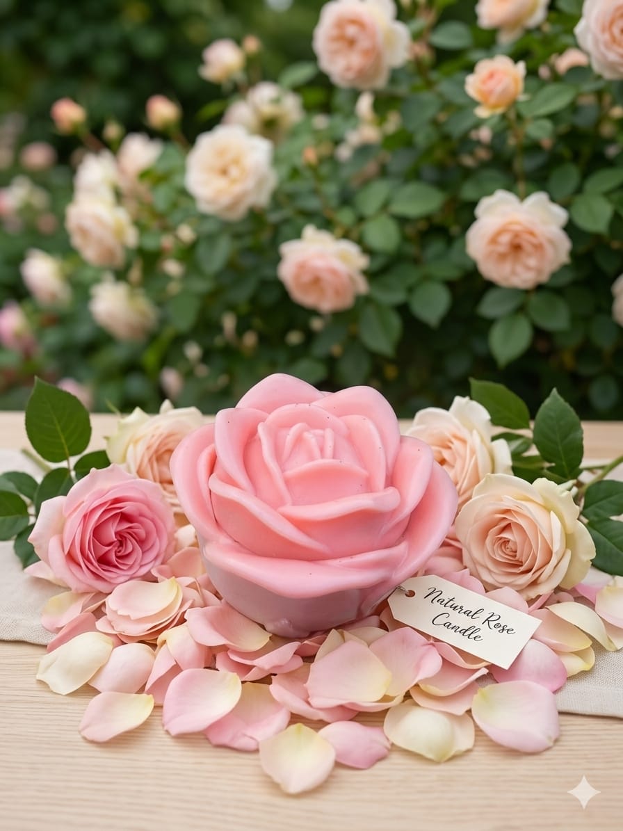 Aura Rose Collection – Natural Rose Candle (100% Soy Wax) - Decorative Candles | Ratna Sagarika Candles