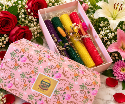 🌼 Beeswax Pillar Candle Gift Set - Candle | Ratna Sagarika Candles