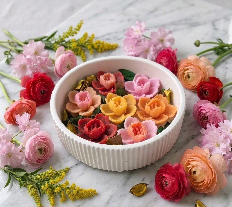 Blooming Garden Floral Candle Bowl – Handcrafted Soy Wax - Decorative Candles | Ratna Sagarika Candles