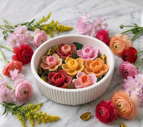 Blooming Garden Floral Candle Bowl – Handcrafted Soy Wax - Decorative Candles | Ratna Sagarika Candles