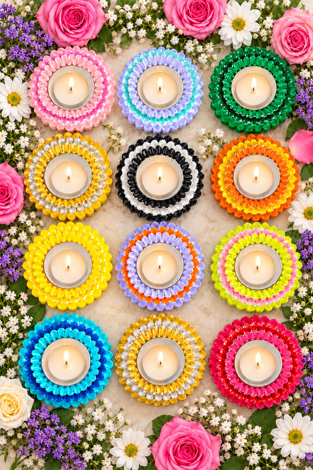 🌼 Blooming Petals Tea Light Holder - Decorative Candles | Ratna Sagarika Candles