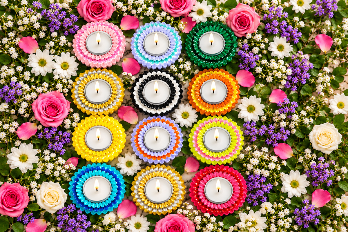 🌼 Blooming Petals Tea Light Holder - Decorative Candles | Ratna Sagarika Candles