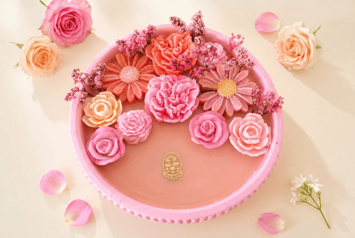 🌸 Blush Blossom Floral Decorative Tray - Decorative Candles | Ratna Sagarika Candles