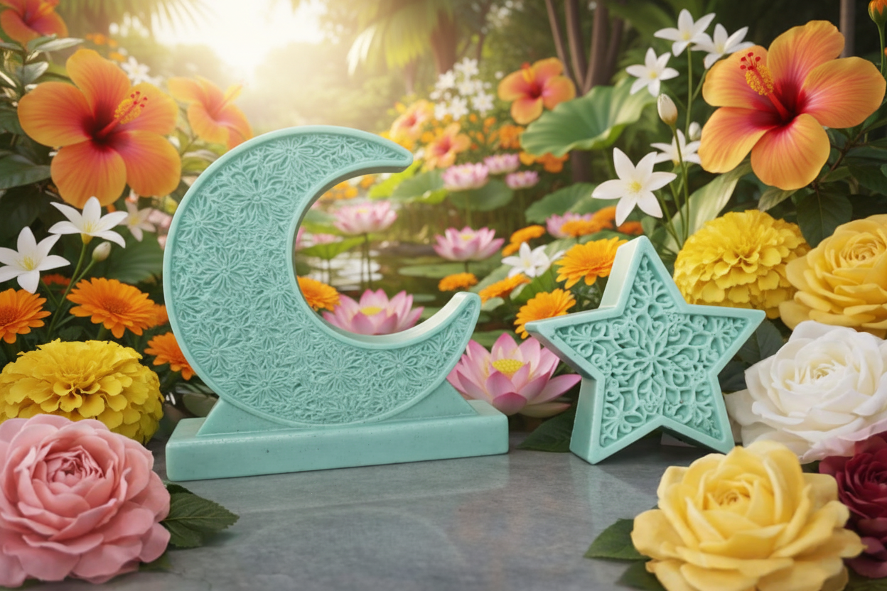 🌙⭐ Celestial Harmony Crescent & Star Candle Mold – Eid & Ramadan Edition - Religious Candles | Ratna Sagarika Candles