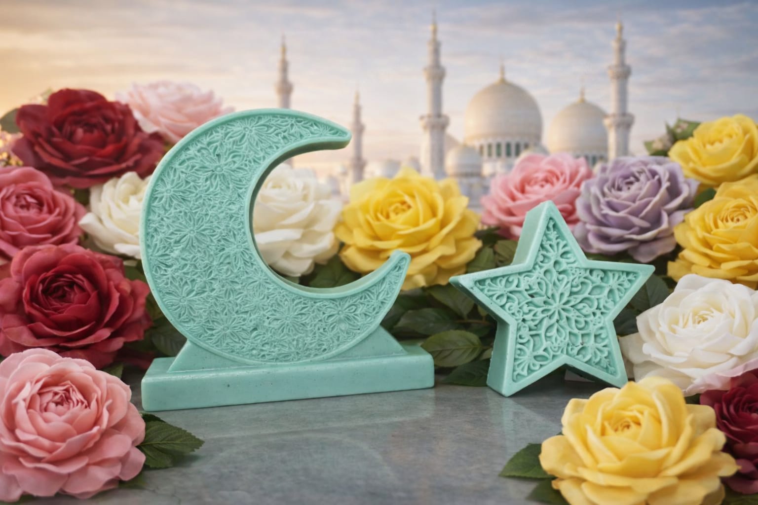 🌙⭐ Celestial Harmony Crescent & Star Candle Mold – Eid & Ramadan Edition