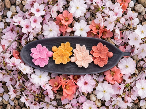 🌸 Cherry Flowers in a Leaf - Decorative Candles | Ratna Sagarika Candles