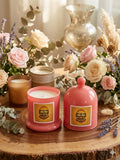 Coral Rose Ceramic Fragrance Candle Jar with Cloche Lid