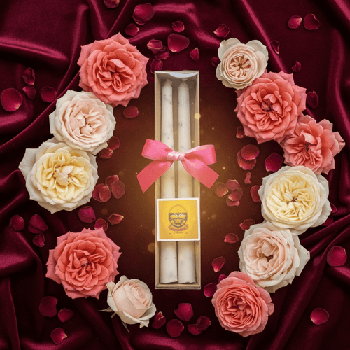 🌹 Dried Rose Tapered Candles with Mild Fragrance - Tapered Candle | Ratna Sagarika Candles