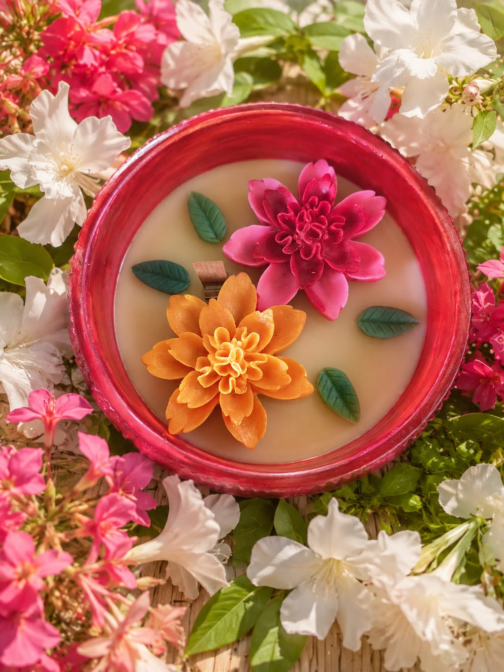 🌸 Dual Bloom Floral Candle - Floral Candle | Ratna Sagarika Candles