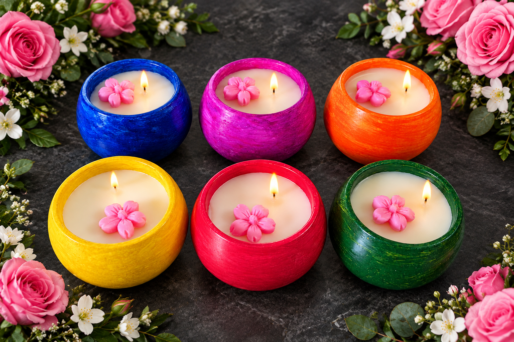 🌸 Floral Glow Resin Pot Candle - Candle Jar | Ratna Sagarika Candles