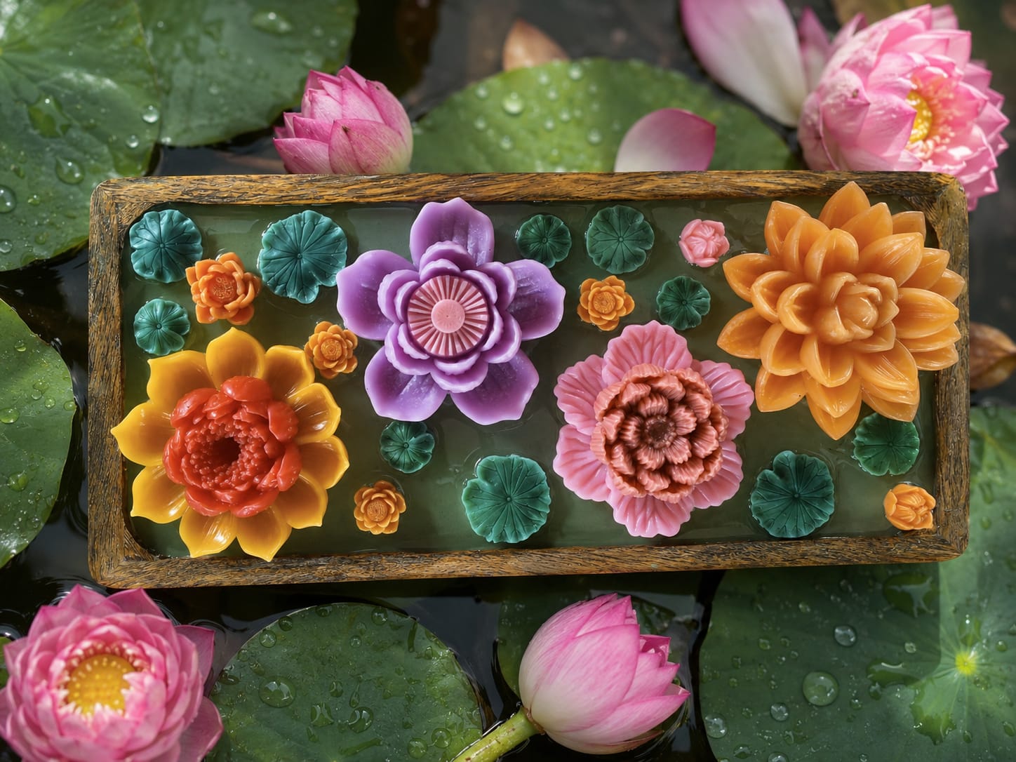 🪷 Hand-Carved Wax Lotus Tray – Festive Décor Collection - Festive Décor | Ratna Sagarika Candles