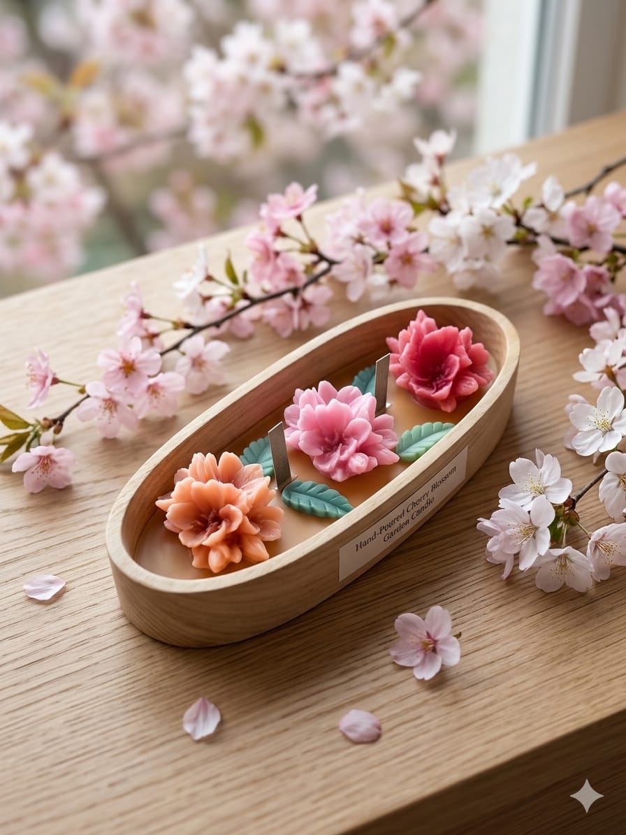 🌸 Hand-Poured Cherry Blossom Garden Candle - Candle | Ratna Sagarika Candles