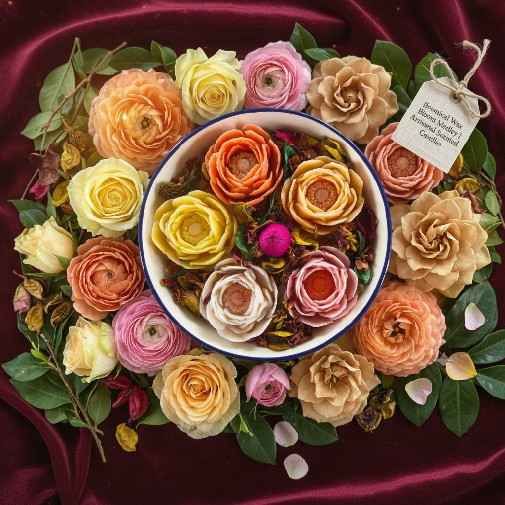 🌸Handcrafted Floral Candle Plate – Ranunculus Flowers - Floral Candles | Ratna Sagarika Candles