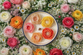 🌸Handcrafted Floral Candle Plate – Ranunculus Flowers