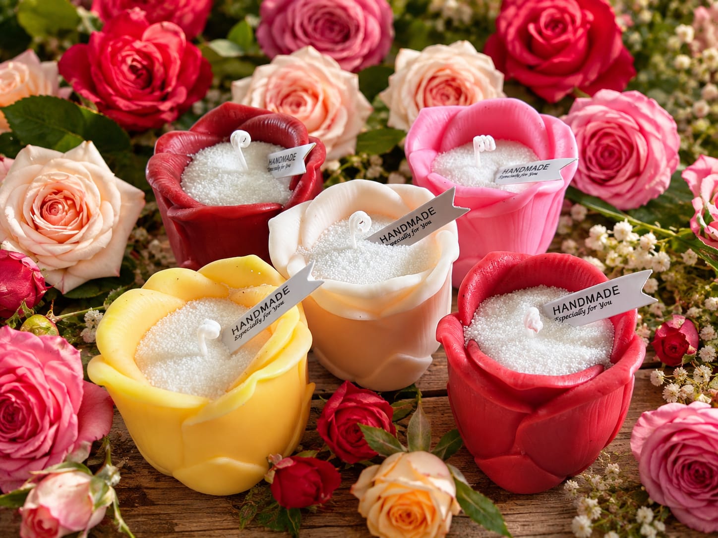 🌹 Handmade Pearl Wax Rose Candle Mould Gift Set - Candle | Ratna Sagarika Candles