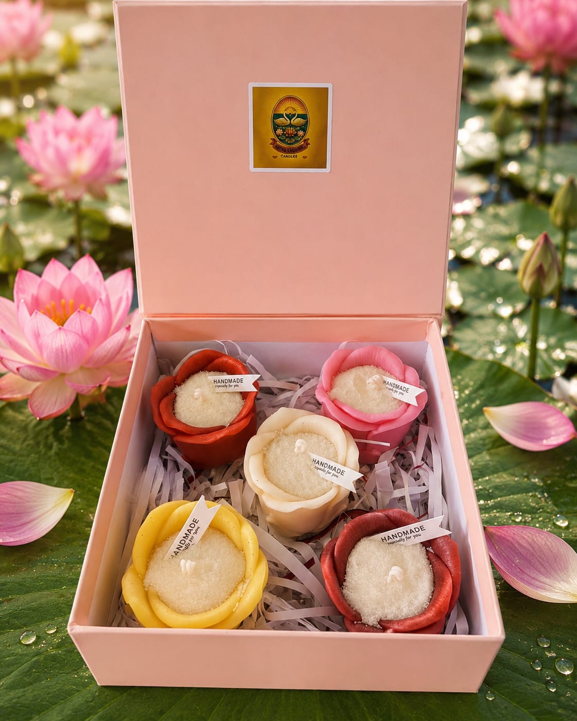🌹 Handmade Pearl Wax Rose Candle Mould Gift Set - Candle | Ratna Sagarika Candles