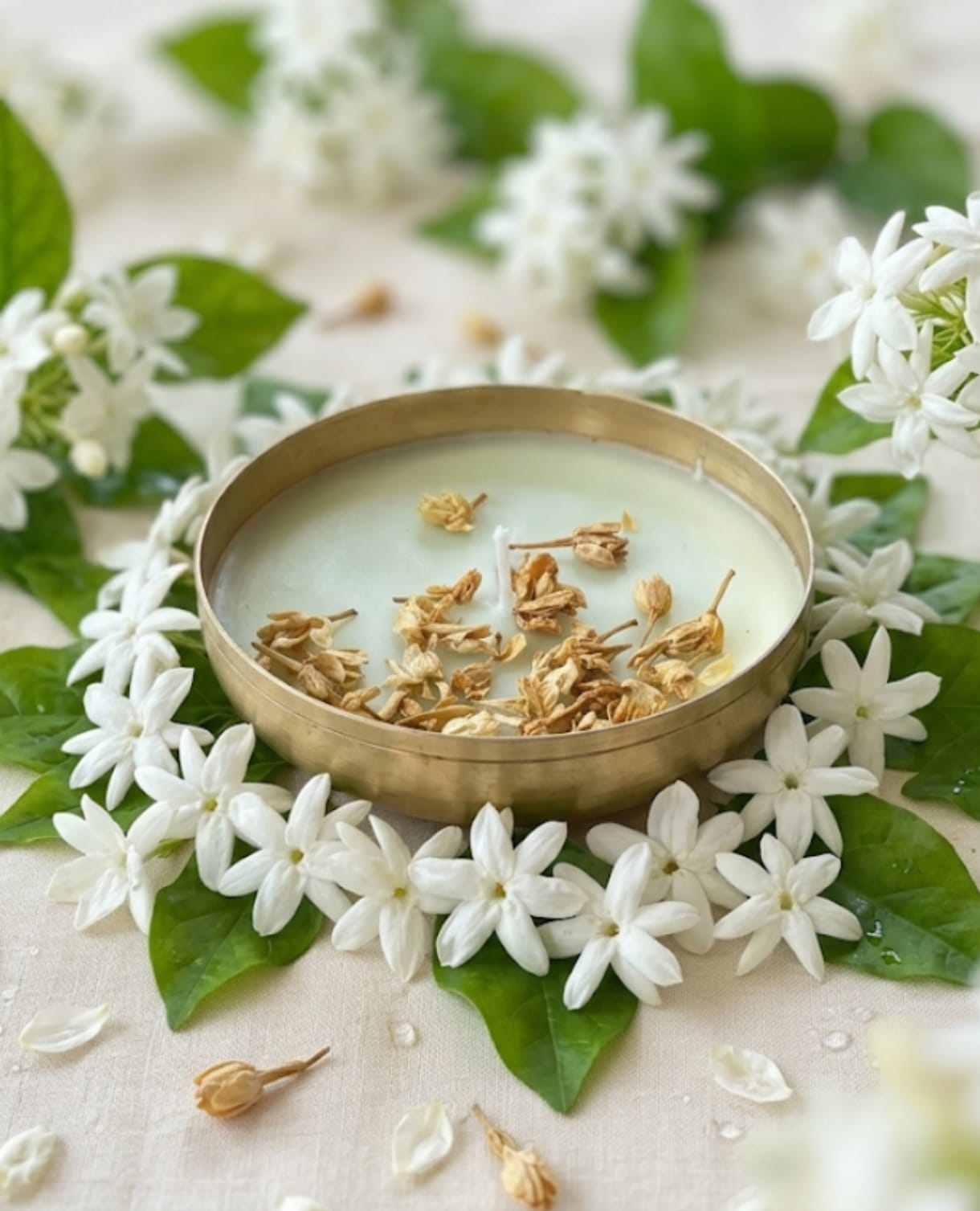 🌸 Jasmine Floral Fragrance Oil Candle Urli - Candle Urli | Ratna Sagarika Candles