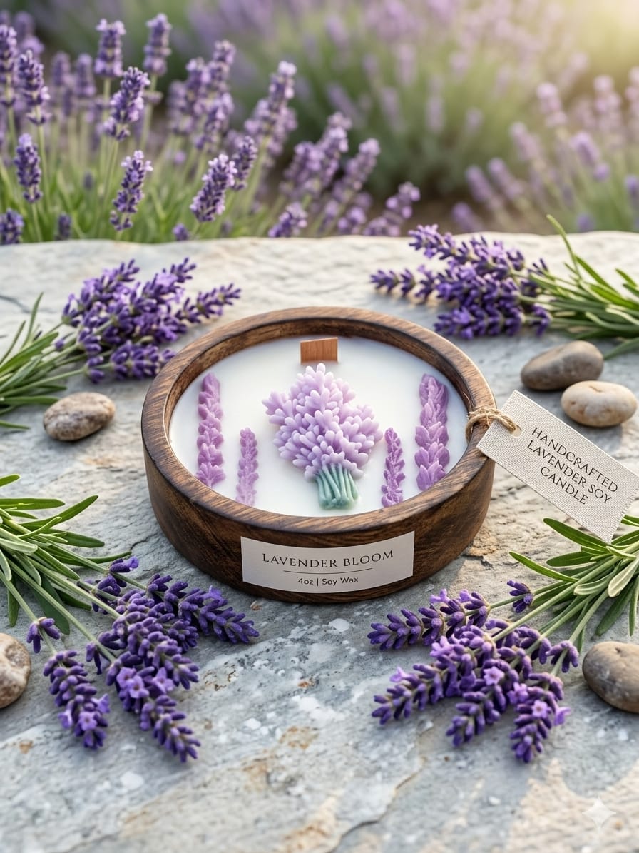 🪻 Lavender Bloom Handcrafted Soy Candle - Candle | Ratna Sagarika Candles