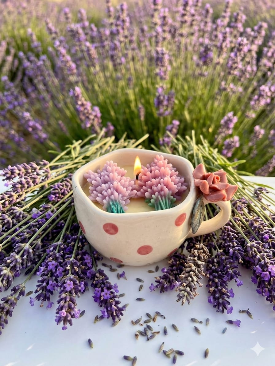 🌸 Lavender & Rose Handcrafted Candle - Candle | Ratna Sagarika Candles