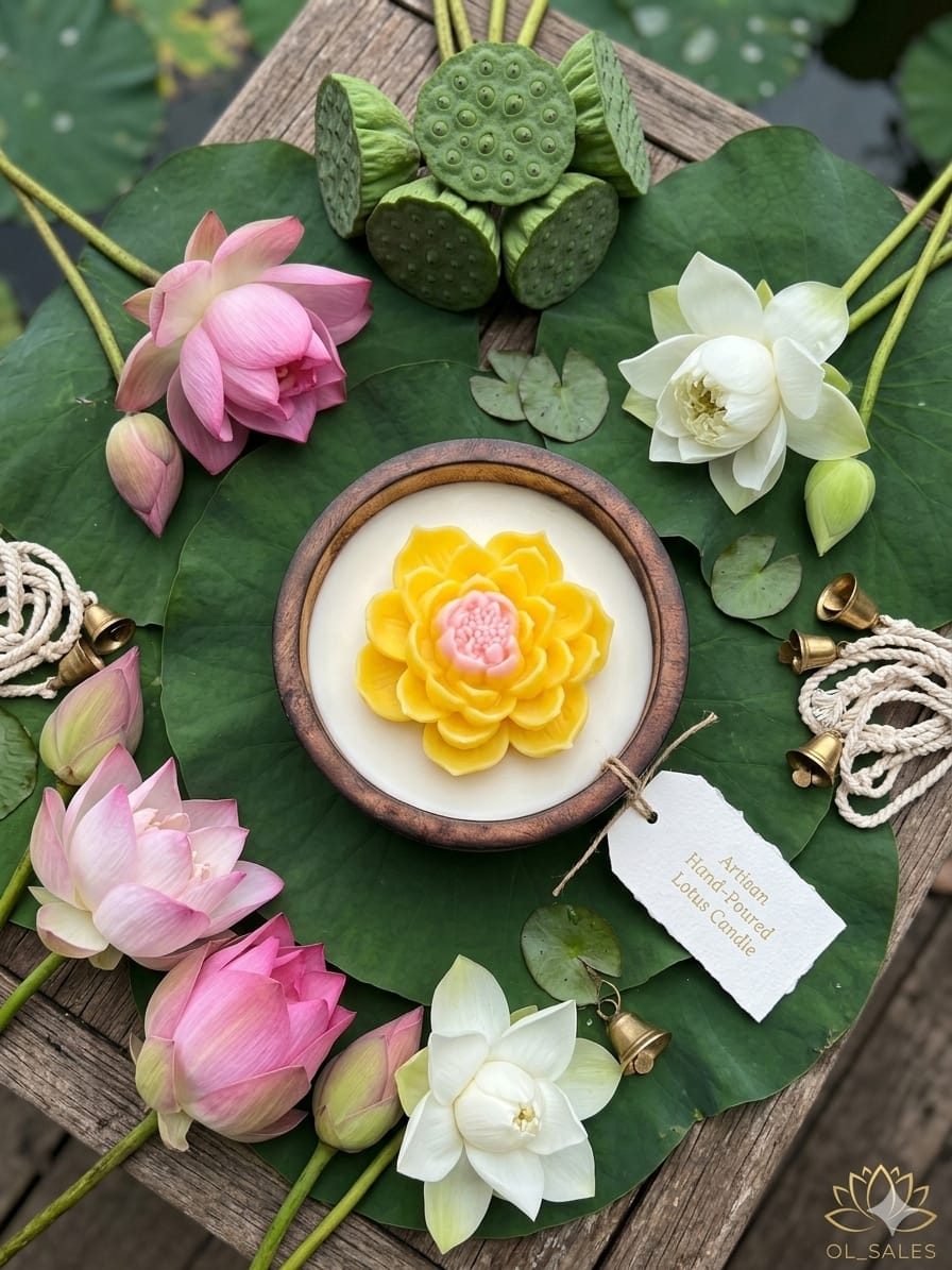 🪷 Lotus Harmony Candle – Artisanal Hand - Poured - Candle | Ratna Sagarika Candles