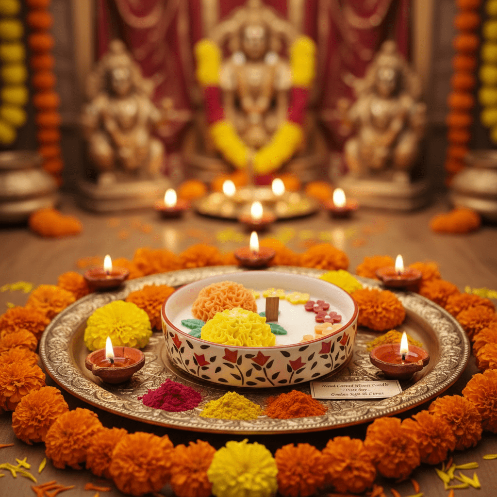 🌼 Marigold Floral Candle in Ceramic Bowl – Handcrafted Radiance - Floral Candles | Ratna Sagarika Candles