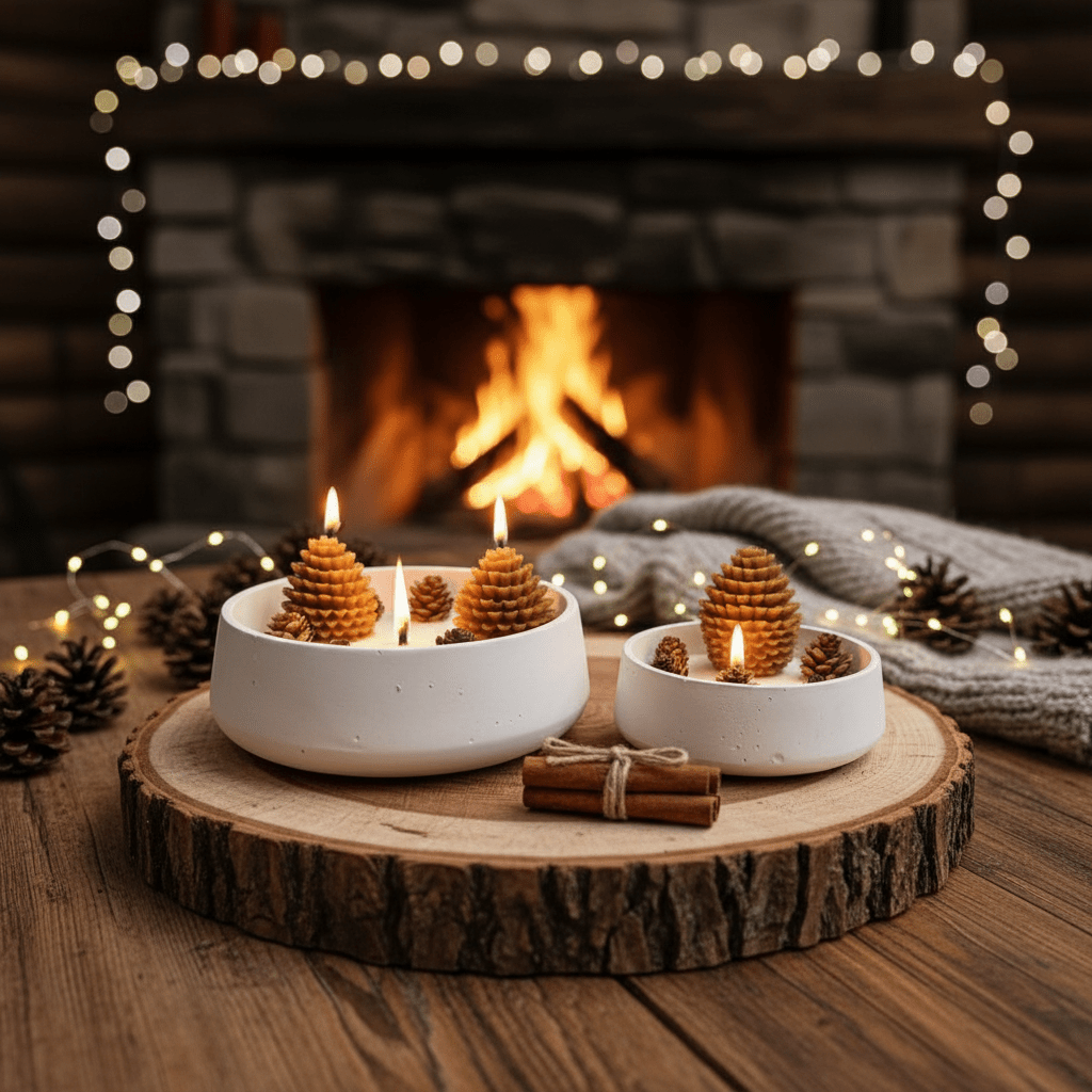 🌲 Pinecone Candle in a Bowl – Rustic Charm - Floral Candles | Ratna Sagarika Candles
