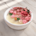 🌸 Pink Flower Garden Candle in Ribbed Ceramic Bowl - Candle | Ratna Sagarika Candles