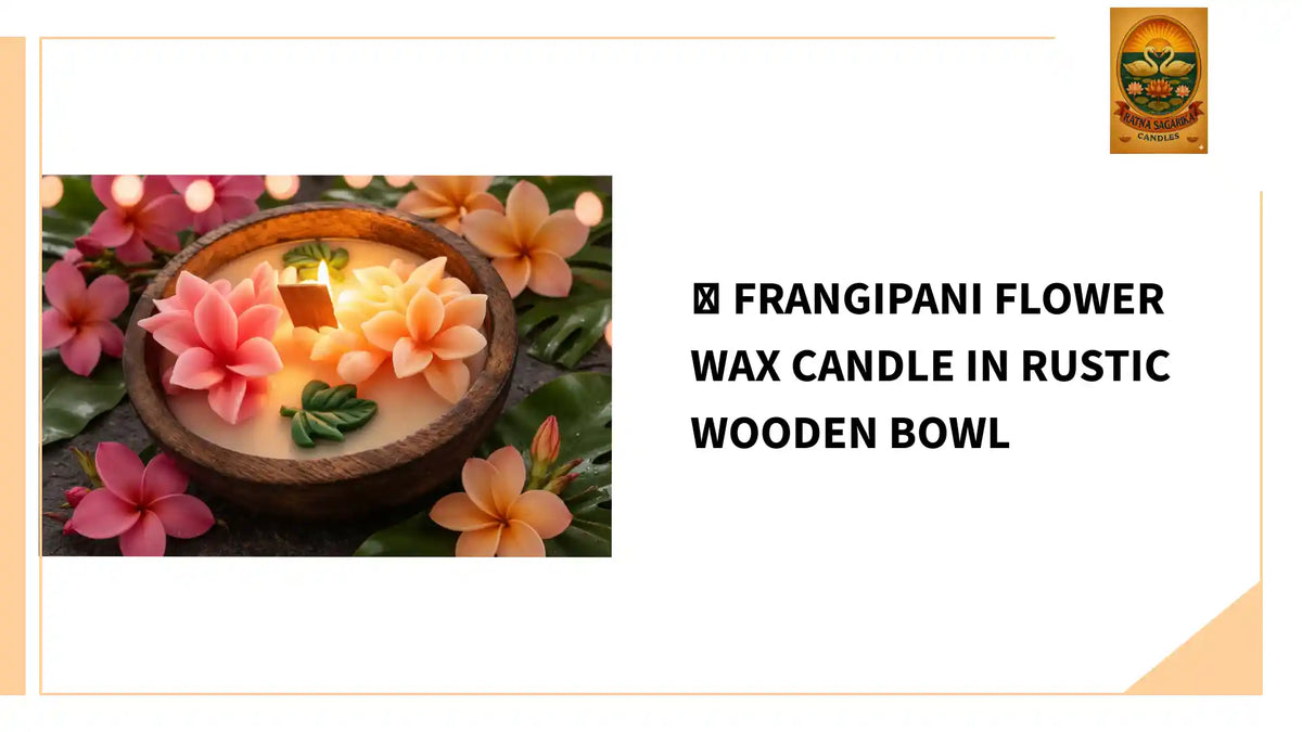 🌸 Frangipani Flower Wax Candle in Rustic Wooden Bowl by@Outfy