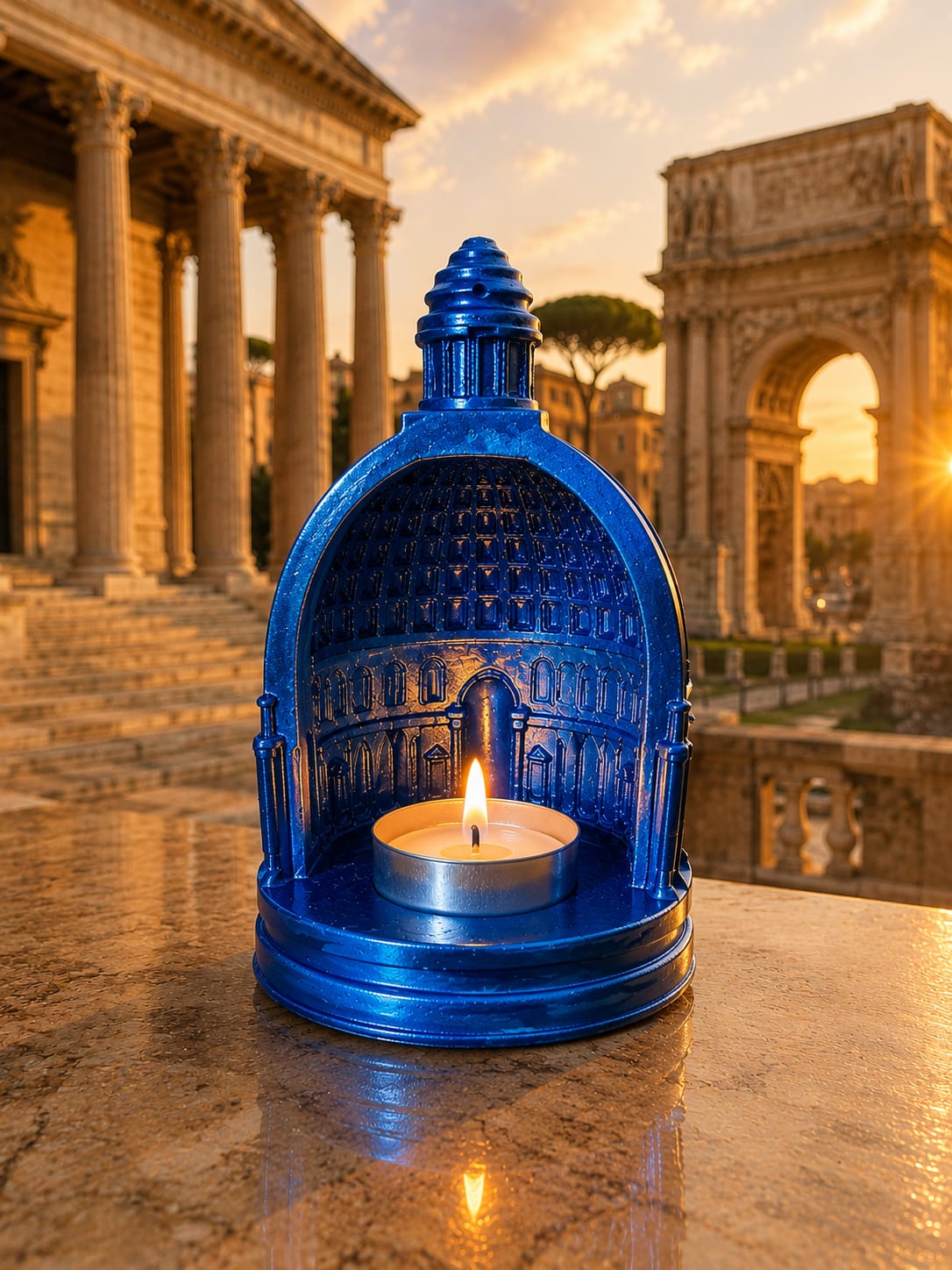 🏛️ Roman Dome Architectural Tealight Holder — Metallic Edition - Tealight Holder | Ratna Sagarika Candles