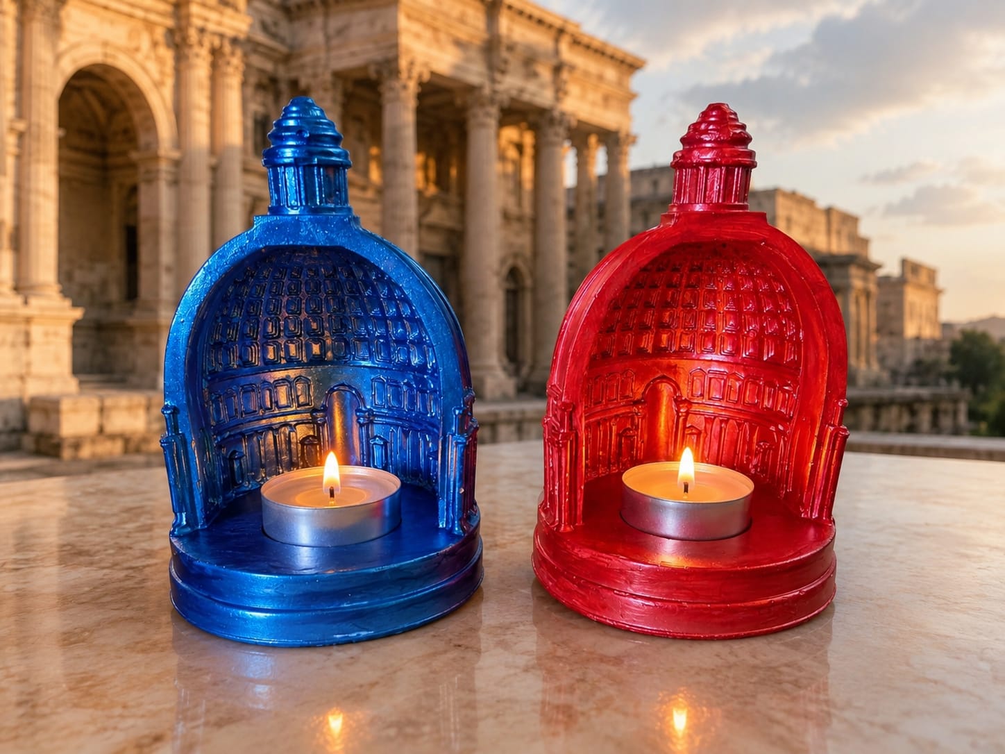 🏛️ Roman Dome Architectural Tealight Holder — Metallic Edition - Tealight Holder | Ratna Sagarika Candles