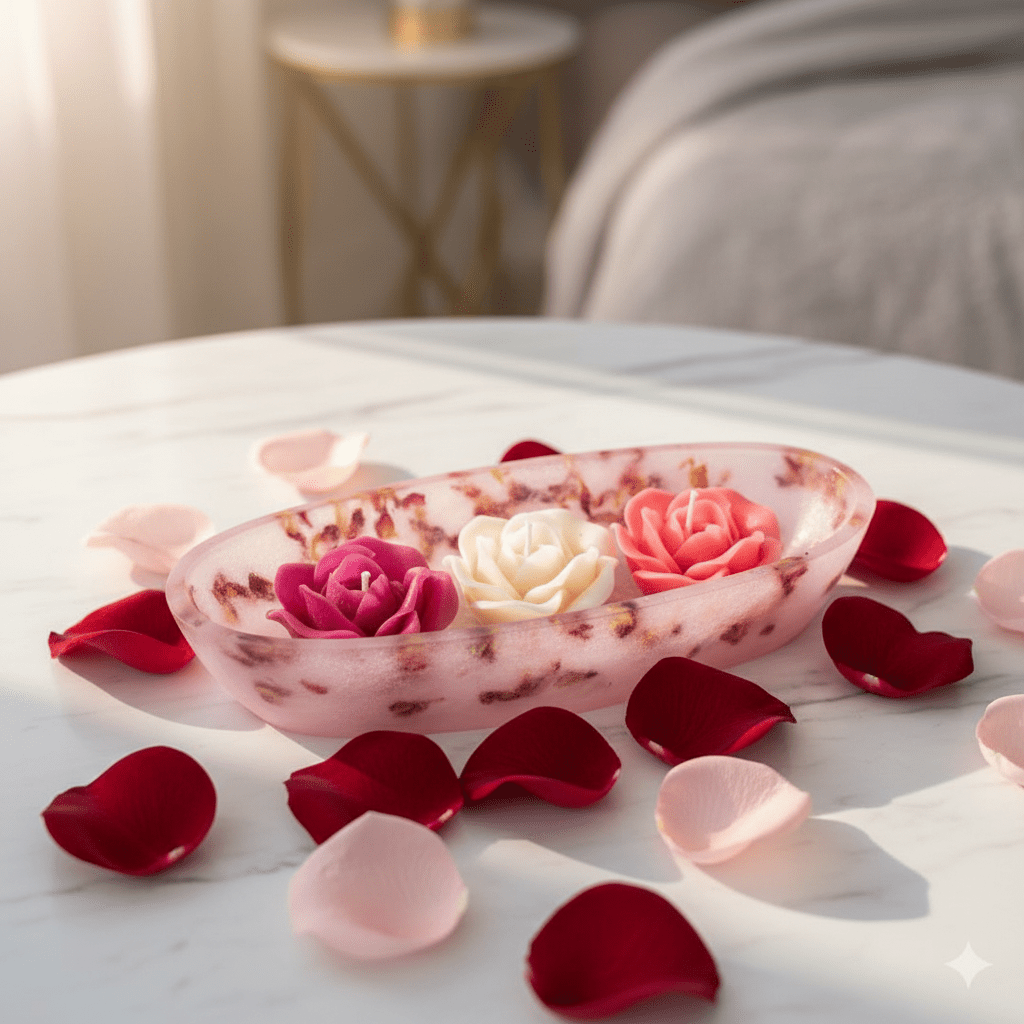 🌹 Rose Candle Bowl – Handcrafted Floral Elegance - Floral Candles | Ratna Sagarika Candles