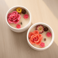 🌹 Rose & Dried Flower Candle Duo in Ceramic Bowls - Candle | Ratna Sagarika Candles