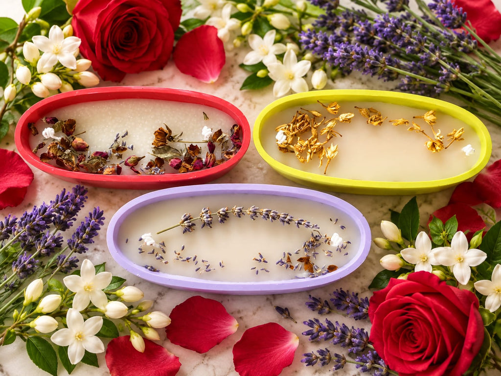 🌹 Rose, Jasmine & Lavender Boat Candle Trio - Candle | Ratna Sagarika Candles