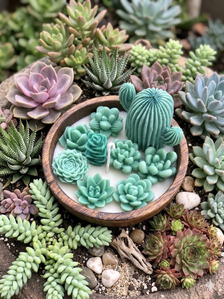 🌵 Succulent Garden Candle - Floral Candles | Ratna Sagarika Candles