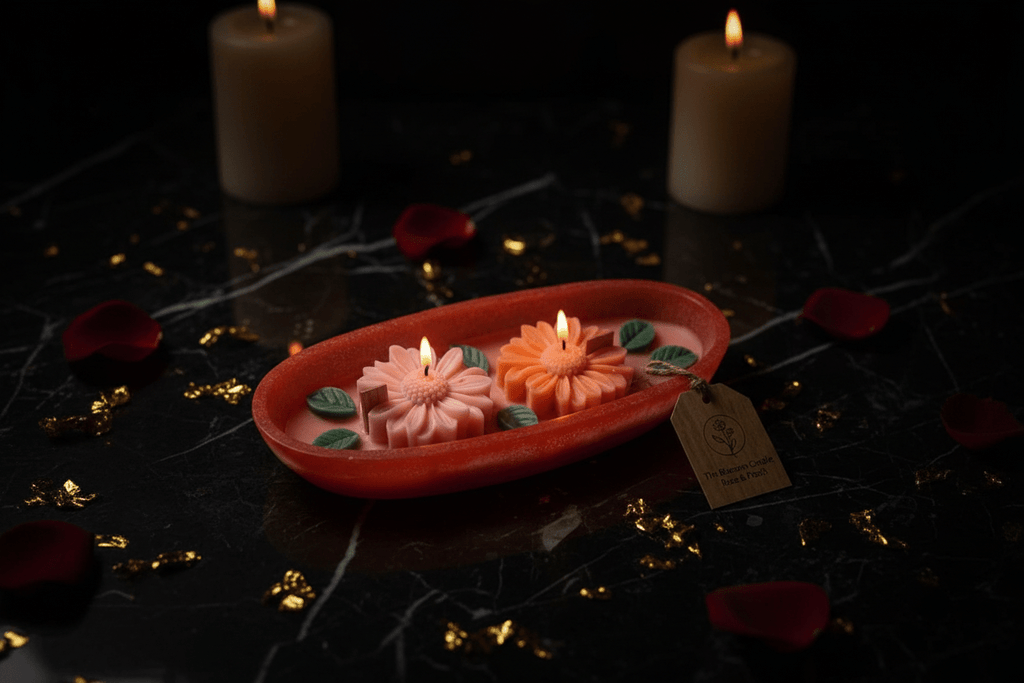 🌼 The Blossom Candle – Rose & Peach - Candle | Ratna Sagarika Candles