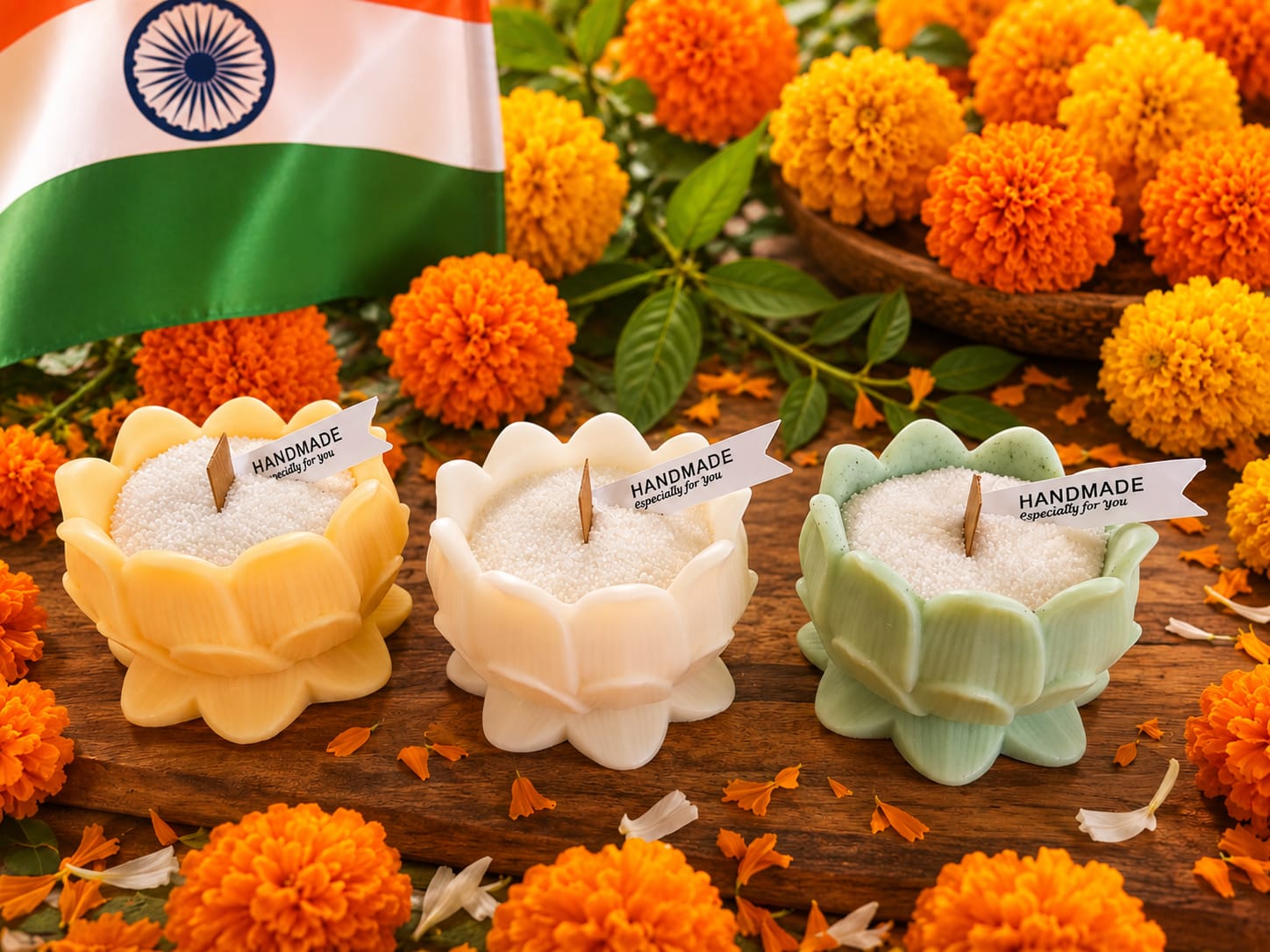 🇮🇳 Tricolour Lotus Candle Mould Set — Independence Day Special - Candle | Ratna Sagarika Candles