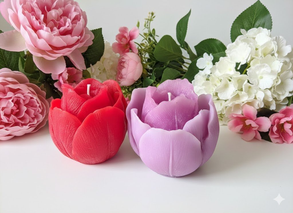🌷 Tulip Blossom Candle Set – Elegant Floral Charm - Floral Candles | Ratna Sagarika Candles