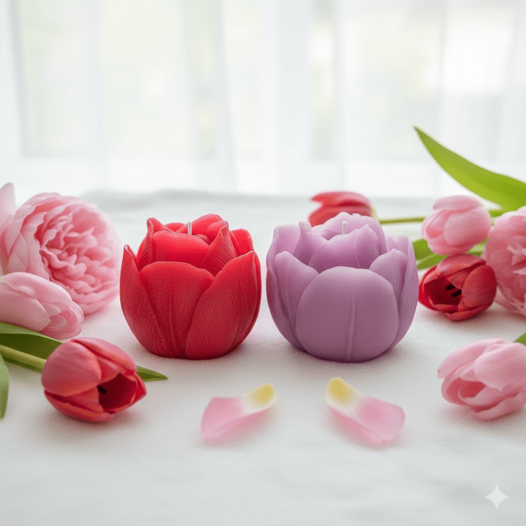 🌷 Tulip Blossom Candle Set – Elegant Floral Charm - Floral Candles | Ratna Sagarika Candles