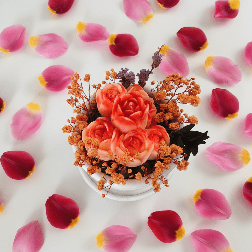 🌷 Tulip Candle Mould Flower Bouquet in Ceramic Jar - Decorative Candles | Ratna Sagarika Candles