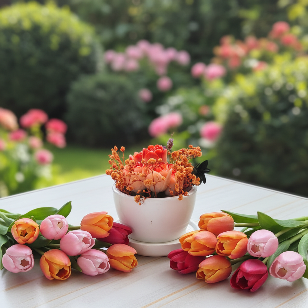 🌷 Tulip Candle Mould Flower Bouquet in Ceramic Jar - Decorative Candles | Ratna Sagarika Candles