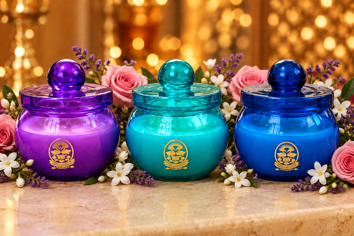 🌼 Ylang-Ylang Jewel Glow Glass Pot Candle - Candle Jar | Ratna Sagarika Candles